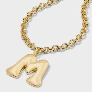 Sugar fix letter initial  M bubble Gold Initial Necklace